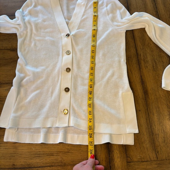 Gretchen Scott Grosgrain Heaven Cardigan in White, Medium, Spring Preppy Soft - Picture 14 of 14